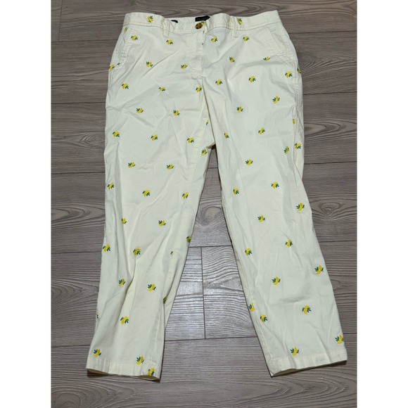Talbots Pants - Talbots Relaxed Chino Pants Women's 10P Yellow Lemon Embroidered Stretch Ankle